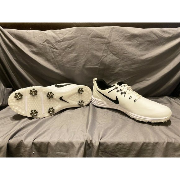 NIKE White Sz 13 Men's Lunarlon Golf Shoes With Soft Spikes- NEW WITHOUT TAGS! - Picture 1 of 5